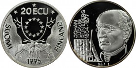 Europäische Münzen und Medaillen, Finnland / Finland. Runeberg J.L. 20 Ecu 1995. 25,0 g. 0.925 Silber. 0.74 OZ. KM X# 19. Polierte Platte