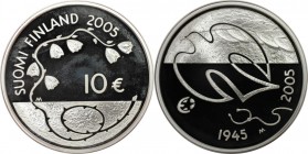 Europäische Münzen und Medaillen, Finnland / Finland. 60 Jahre Friede und Freiheit. 10 Euro 2005. 25,50 g. 0.925 Silber. 0.75 OZ. KM 120. Polierte Pla...