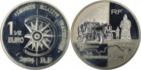 Europäische Münzen und Medaillen, Frankreich / France. Auto-Reisen, Transportserie inkl. 1 1/2 Euro 2004. 22,20 g. 0.900 Silber. 0.64 OZ. KM 1382. Pol...