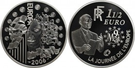 Europäische Münzen und Medaillen, Frankreich / France. Europäische Währungsunion, 7. Ausgabe. 120. Geburtstag von Robert Schuman. 1-1/2 Euro 2006. 22,...