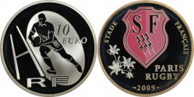 Europäische Münzen und Medaillen, Frankreich / France. Rugby Stade Francais mit farbiger Applikation inkl. 10 Euro 2009. 22,20 g. 0.900 Silber. 0.64 O...