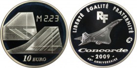 Europäische Münzen und Medaillen, Frankreich / France. 40. Jahrestag - Erster Flug der Concord. 10 Euro 2009. 22,20 g. 0.900 Silber. 0.64 OZ. KM 1596....