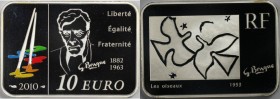 Europäische Münzen und Medaillen, Frankreich / France. Maler - Georges Braque. 10 Euro 2010, Sonderform. Emaille. 15,0 g. 0.900 Silber. 0.43 OZ. KM 17...