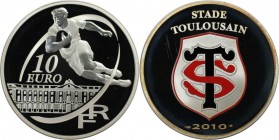 Europäische Münzen und Medaillen, Frankreich / France. Rugby Stade Toulousain mit farbiger Applikation inkl. 10 Euro 2010. 22,20 g. 0.900 Silber. 0.64...