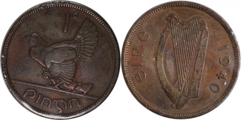 Europäische Münzen und Medaillen, Irland / Ireland. Henne mit Küken. Penny 1940,...