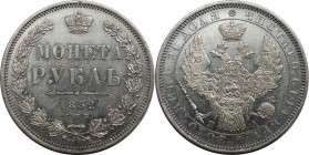 Russische Münzen und Medaillen, Nikolaus I. (1826-1855). 1 Rubel 1852 SPB PA, St. Petersburg. Silber. Bitkin 229. Stempelglanz, Kratzer