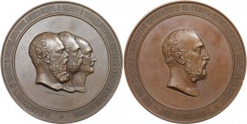 Russische Münzen und Medaillen, Alexander III. (1881-1894). Bronzemedaille 1881, von L. Steinman. Auf den 50 Jahren als Chef von L.-G. Ulhan Regiment....