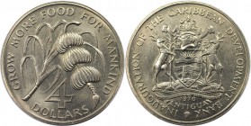Weltmünzen und Medaillen, Antigua und Barbuda / Antigua and Barbuda. Serie: F.A.O. 4 Dollars 1970, Kupfer-Nickel. KM 1. Stempelglanz