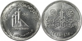 Weltmünzen und Medaillen, Ägypten / Egypt. "ICPD Cairo". 5 Pounds 1994, Silber. 17.5 g. KM 792. Stempelglanz