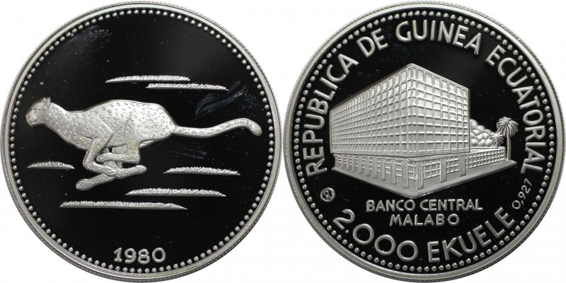 Weltmünzen und Medaillen, Äquatorial Guinea / Equatorial Guinea. Gepard. 2000 Ek...