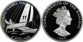 Weltmünzen und Medaillen, Bahamas. Olympische Spiele 1996 - Katamaran-Segeln. 2 Dollars 1995. 23,33 g. 0.925 Silber. 0.69 OZ. KM 183.1. Polierte Platt...