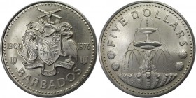 Weltmünzen und Medaillen, Barbados. 10. Jahrestag der Unabhängigkeit. 5 Dollars 1976, Kupfer-Nickel. KM 25. Stempelglanz