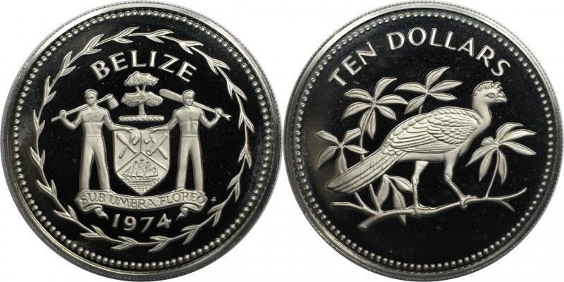 Weltmünzen und Medaillen, Belize. Tuberkelhokko. 10 Dollars 1974. Kupfer-Nickel....