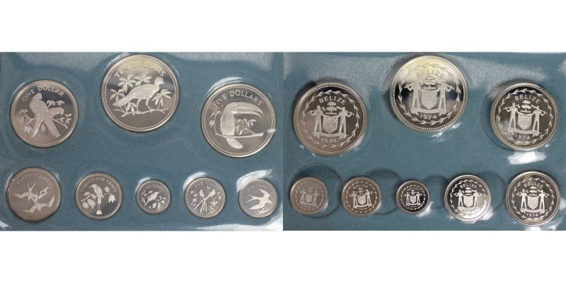 Weltmünzen und Medaillen, Belize, Lots und Sammlungen. Proof-Set (1 Cent, 5 Cent...