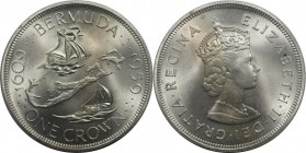 Weltmünzen und Medaillen, Bermuda. 350. Jahrestag - Gründung der Kolonie. 1 Crown 1959. 28,28 g. 0.925 Silber. 0.84 OZ. KM 13. Stempelglanz