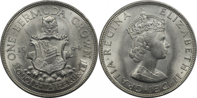 Weltmünzen und Medaillen, Bermuda. Wappen. 1 Crown 1964. 22,62 g. 0.500 Silber. ...