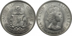 Weltmünzen und Medaillen, Bermuda. Wappen. 1 Crown 1964. 22,62 g. 0.500 Silber. 0.36 OZ. KM 14. Stempelglanz