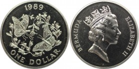 Weltmünzen und Medaillen, Bermuda. Monarchfalter. 1 Dollar 1989, Kupfer-Nickel. KM 61. Stempelglanz