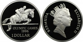 Weltmünzen und Medaillen, Bermuda. Springreiten - Olympiade Atlanta. 1 Dollar 1996. 28.28 g. 0.925 Silber. 0.84 OZ. KM 105. Polierte Platte