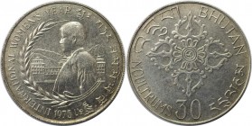 Weltmünzen und Medaillen, Bhutan. Serie: F.A.O. - Internationales Frauenjahr. 30 Ngultrums 1975. 25,0 g. 0.500 Silber. 0.40 OZ. KM 44. Stempelglanz