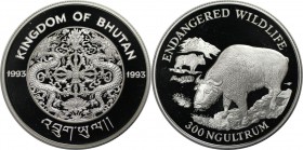Weltmünzen und Medaillen, Bhutan. Bedrohte Tierwelt, Takin. 300 Ngultrums 1993. 31,47 g. 0.925 Silber. 0.94 OZ. KM 67. Polierte Platte
