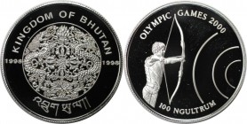 Weltmünzen und Medaillen, Bhutan. "2000 Sommerolympiade, Sydney". 100 Ngultrums 1998. 20,0 g. 0.925 Silber. 0.59 OZ. KM 103. Polierte Platte