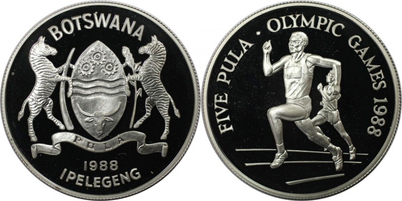 Weltmünzen und Medaillen, Botswana. XXIV. Olympische Sommerspiele, Seoul. 5 Pula...