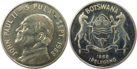 Weltmünzen und Medaillen, Botswana. Papst Johannes Paul II. Papstbesuch. 5 Pula 1988. Kupfer-Nickel. KM 20. Stempelglanz