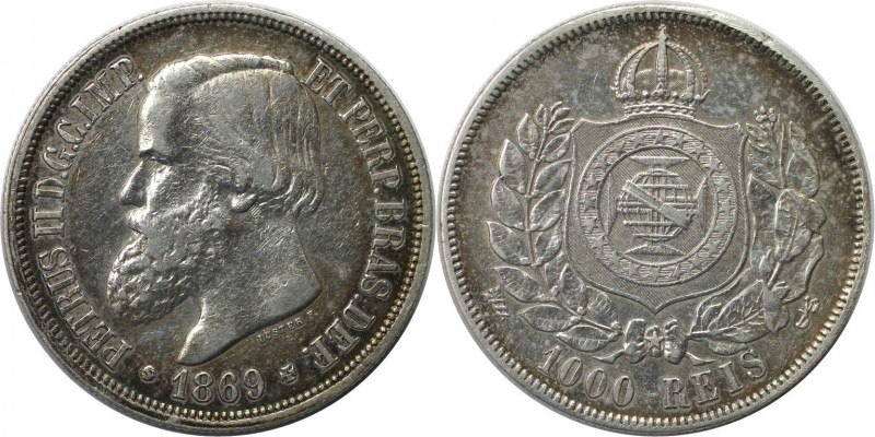 Weltmünzen und Medaillen, Brasilien / Brazil. Pedro II. (1831-1889). 1000 Reis 1...