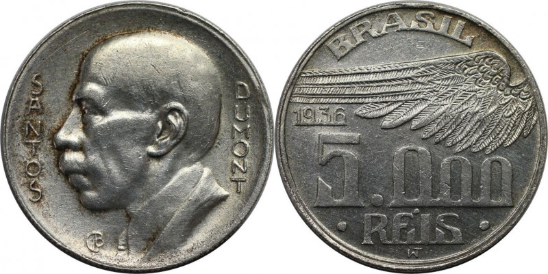 Weltmünzen und Medaillen, Brasilien / Brazil. Alberto Santos-Dumont (1873-1932),...