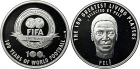 Weltmünzen und Medaillen, Brasilien / Brazil. Medaille 2004, Fussball WM 100 Jahre FIFA - Pele. Silber. 10.1 g. 30 mm. Polierte Platte