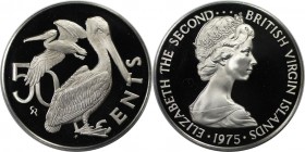 Weltmünzen und Medaillen, Britische Jungferninseln / British Virgin Islands. Pelikan. 50 Cents 1975, Kupfer-Nickel. KM 5. Polierte Platte