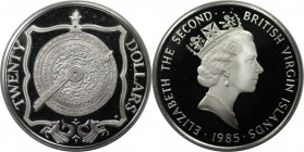 Weltmünzen und Medaillen, Britische Jungferninseln / British Virgin Islands. 20 Dollars 1985. 19,09 g. 0.925 Silber. 0.57 OZ. KM 54. Polierte Platte