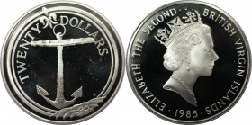 Weltmünzen und Medaillen, Britische Jungferninseln / British Virgin Islands. Anker. 20 Dollars 1985. 19,09 g. 0.925 Silber. 0.57 OZ. KM 53. Polierte P...