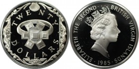 Weltmünzen und Medaillen, Britische Jungferninseln / British Virgin Islands. Smaragd und Goldring. 20 Dollars 1985. 19,09 g. 0.925 Silber. 0.57 OZ. KM...