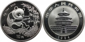 Weltmünzen und Medaillen, China. China Panda. 10 Yuan 1994, Silber. KM A623. Polierte Platte. Patina. Kl.Flecken
