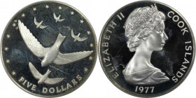 Weltmünzen und Medaillen, Cookinseln / Cook Islands. Gefährdete Weltwildleben-Reihe - Atiu-Segler. 5 Dollars 1977. 27,30 g. 0.500 Silber. 0.44 OZ. KM ...