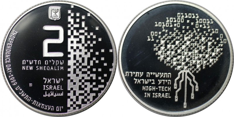 Weltmünzen und Medaillen, Israel. High Tech in Israel. 2 New Sheqalim 1999. 28,8...