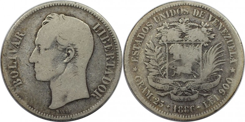 Weltmünzen und Medaillen, Venezuela. Republik seit 1830. 5 Bolívares (Gram.25) 1...