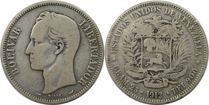 Weltmünzen und Medaillen, Venezuela. Republik seit 1830. 5 Bolívares (Gram.25) 1...