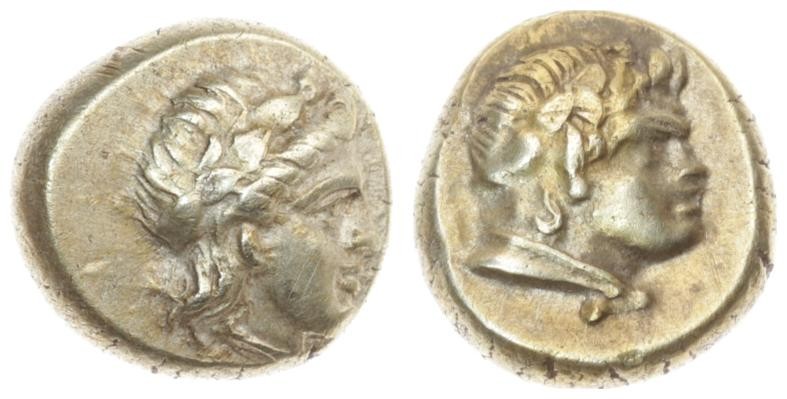 Greece Lesbos Mytilene 1 Hekte (377-326BC). Averse: Head of Dionysos right weari...
