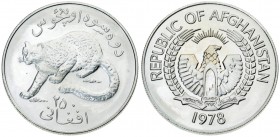 Afghanistan 250 Afghanis 1978 Conservation. Averse: National arms. Reverse: Snow Leopard. Silver. KM 979