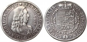 Austria 1 Thaler 1654 Hall. Archduke Ferdinand Karl (1632-1662). Averse: Bust to right. Reverse: Crowned coat-of-arms. Dav. 3367