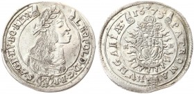 Austria Hungary 15 Krajczar 1675 KB Kremnica. Leopold I(1657-1705). Averse: Bust laureate right legends on scroll. Reverse: Radiant Madonna and child ...