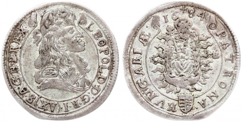Austria Hungary 15 Krajczar 1684 KB Kremnica. Leopold I(1657-1705). Averse: Bust...