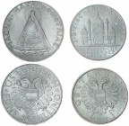 Austria 2 & 5 Schilling 1936-1937. Bicentennial - Completion of St. Charles Church 1737; Standing figure of Madonna of Mariazell date below. Silver. K...