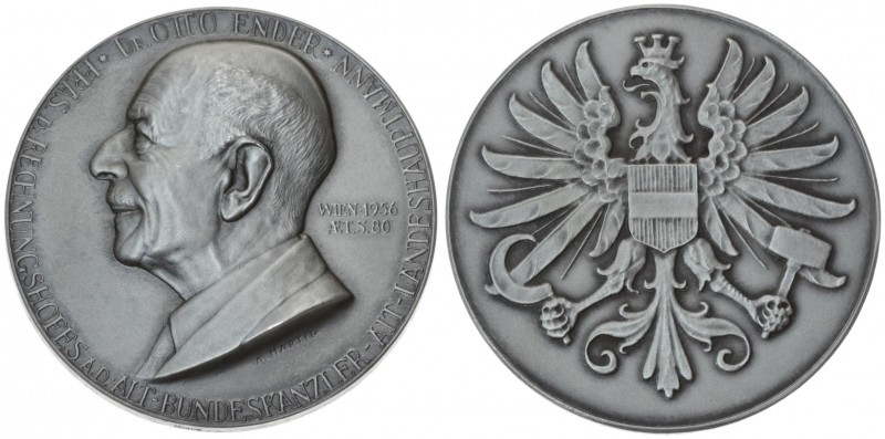 Austria Medal 1956 Otto Ender. Averse: Otto Ender's head to the left. Reverse: E...