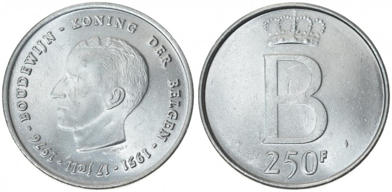 Belgium 250 Francs ND(1976) Baudouin(1951-1993). Averse: Head of Baudouin left; ...
