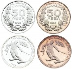 Bulgaria 50 Leva 1992 Averse: Denomination above date within wreath. Reverse: Downhill skier; date below. Silver. KM 198. Lot of 2 Coins