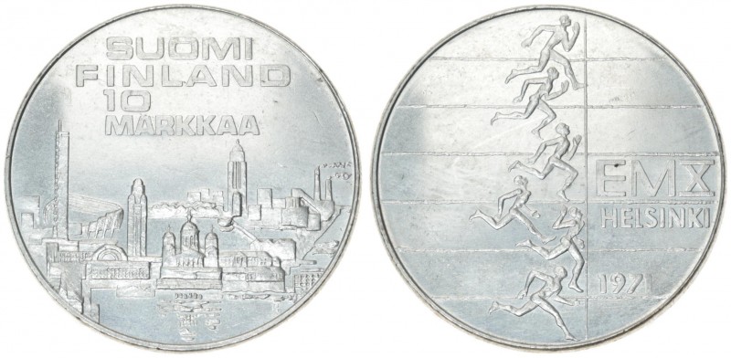 Finland 10 Markkaa 1971 S-H 10th European Athletic Championships. Averse: Denomi...